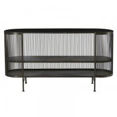 CONSOL CURVED WITH SHELF BLACK METAL 